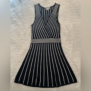 A-Line Sweater Dress Black and White Striped by Spense size PS